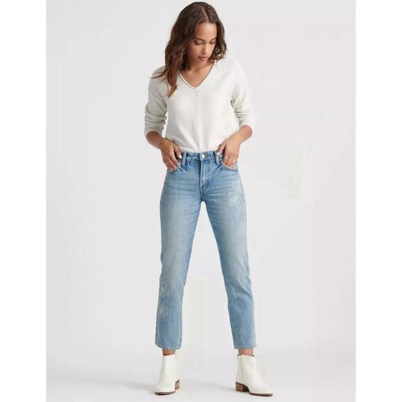 Lucky Brand Denim - LUCKY BRAND SIENNA SLIM EMBROIDERED FLORAL BOYFRIEND JEAN NWOT SIZE 00/24